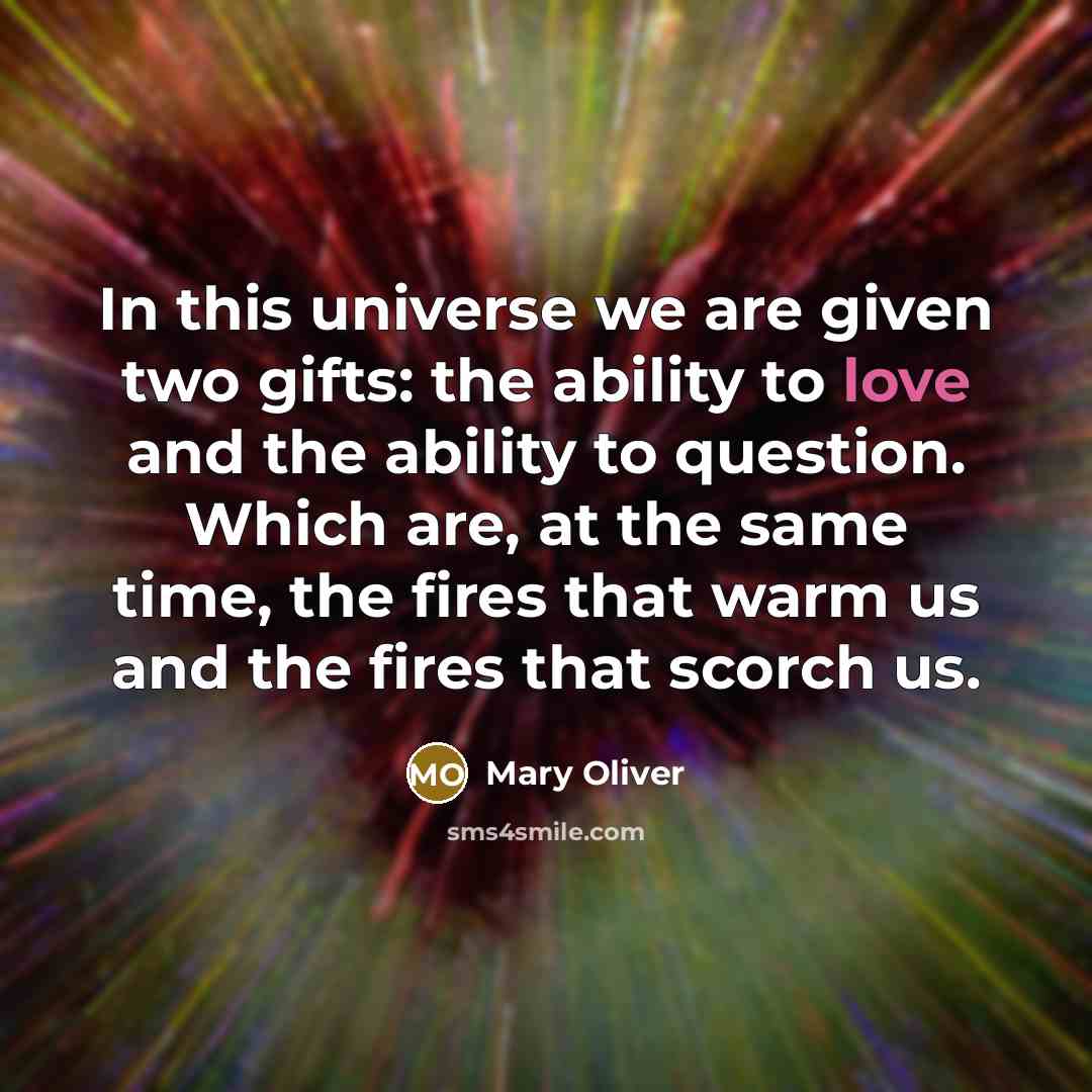 “In this universe we are given two gifts: the ability…” quote by Mary Oliver