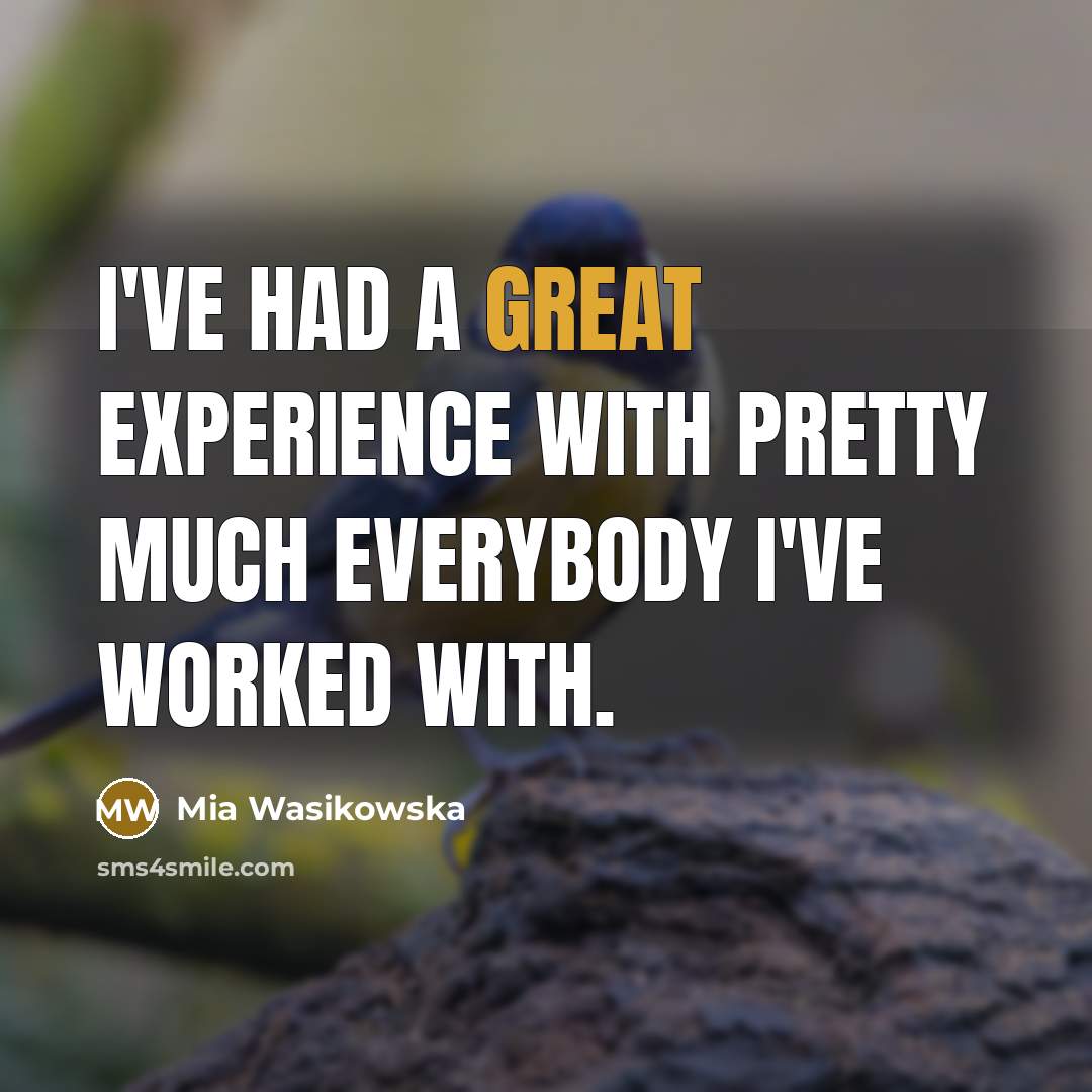 “I've had a great experience with pretty much everybody I've…” quote by Mia Wasikowska