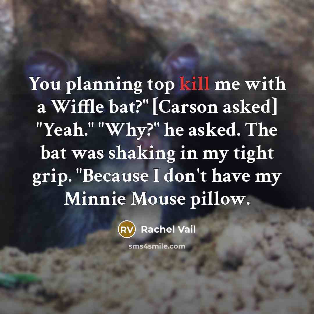 “You planning top kill me with a Wiffle bat?" [Carson…” quote by Rachel Vail