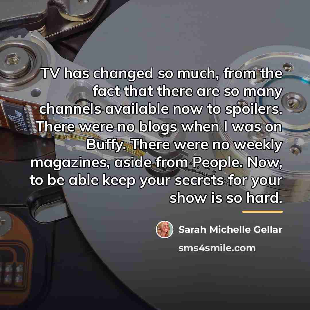 “TV has changed so much, from the fact that there…” quote by Sarah Michelle Gellar