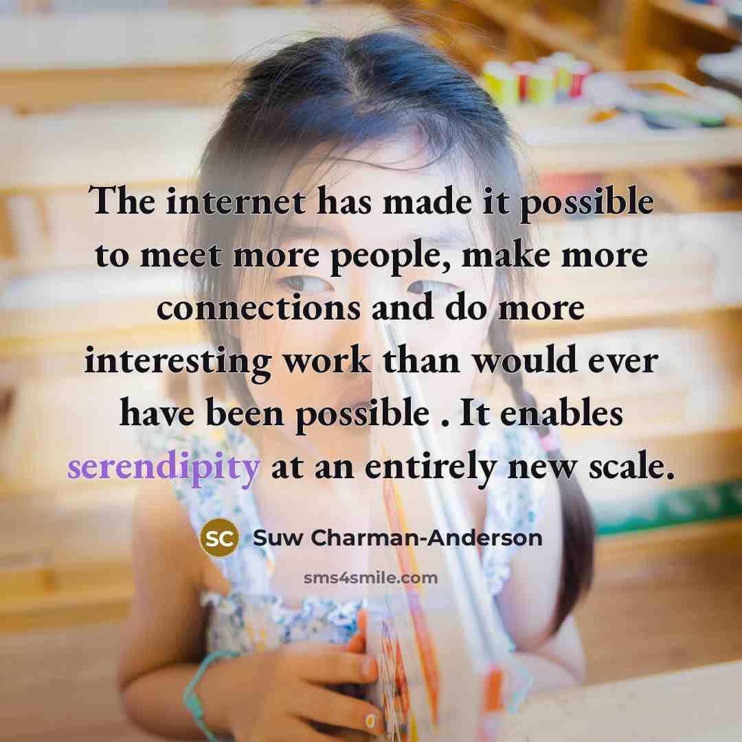 “The internet has made it possible to meet more people,…” quote by Suw Charman-Anderson