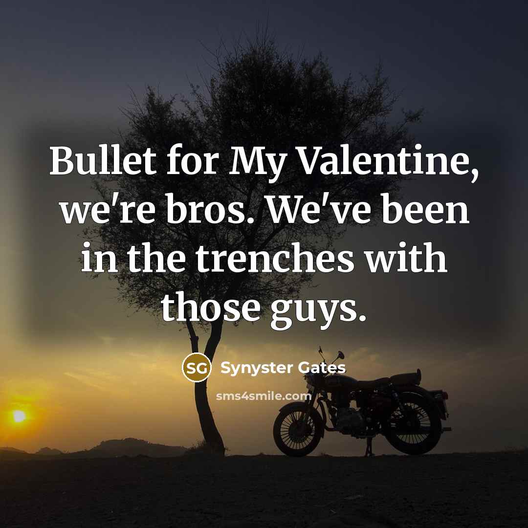 “Bullet for My Valentine, we're bros. We've been in the…” quote by Synyster Gates