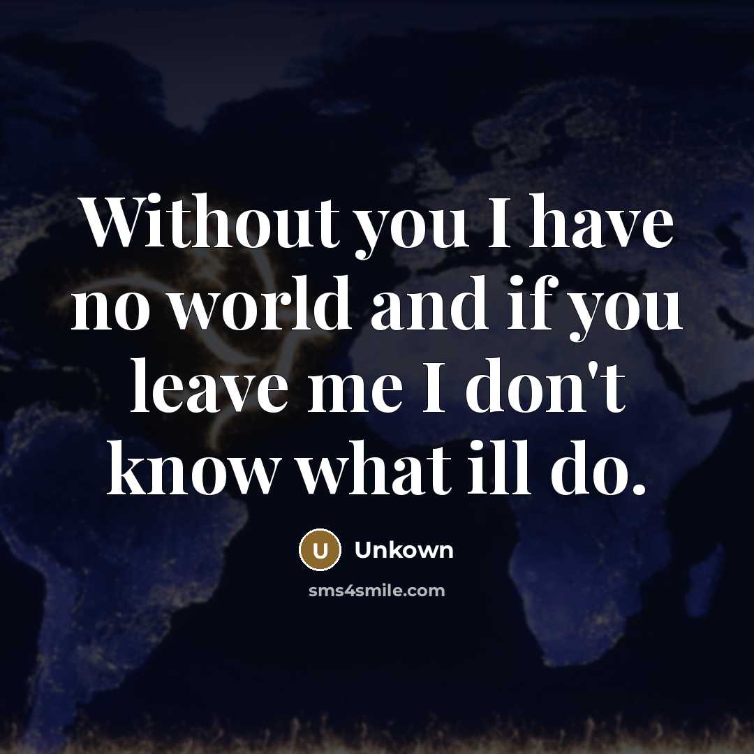 “Without you I have no world and if you leave…” quote by Unkown