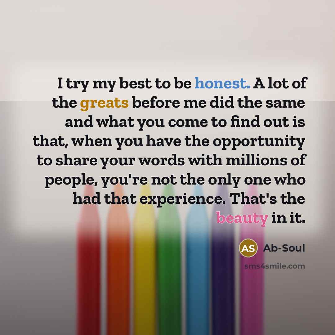“I try my best to be honest. A lot of…” quote by Ab-Soul