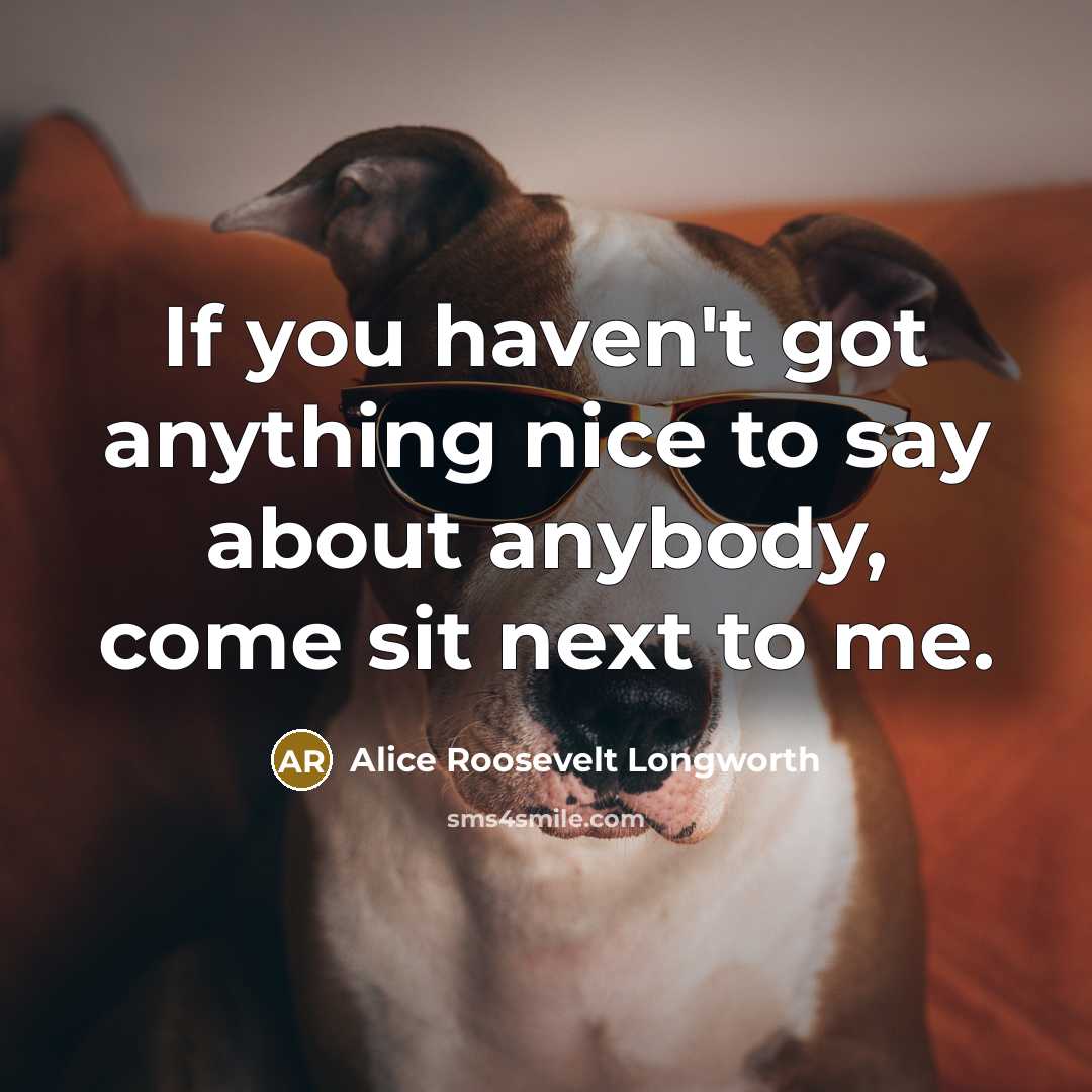 “If you haven't got anything nice to say about anybody, come sit next to me.” quote by Alice Roosevelt Longworth