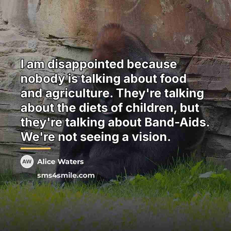 “I am disappointed because nobody is talking about food and…” quote by Alice Waters