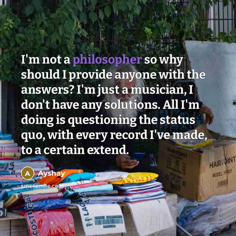 “I'm not a philosopher so why should I provide anyone…” quote by Ayshay