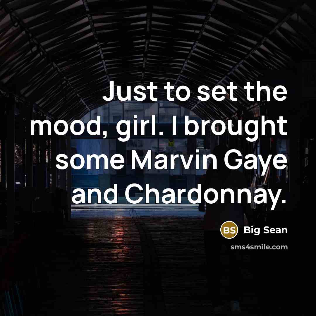 “Just to set the mood, girl. I brought some Marvin…” quote by Big Sean