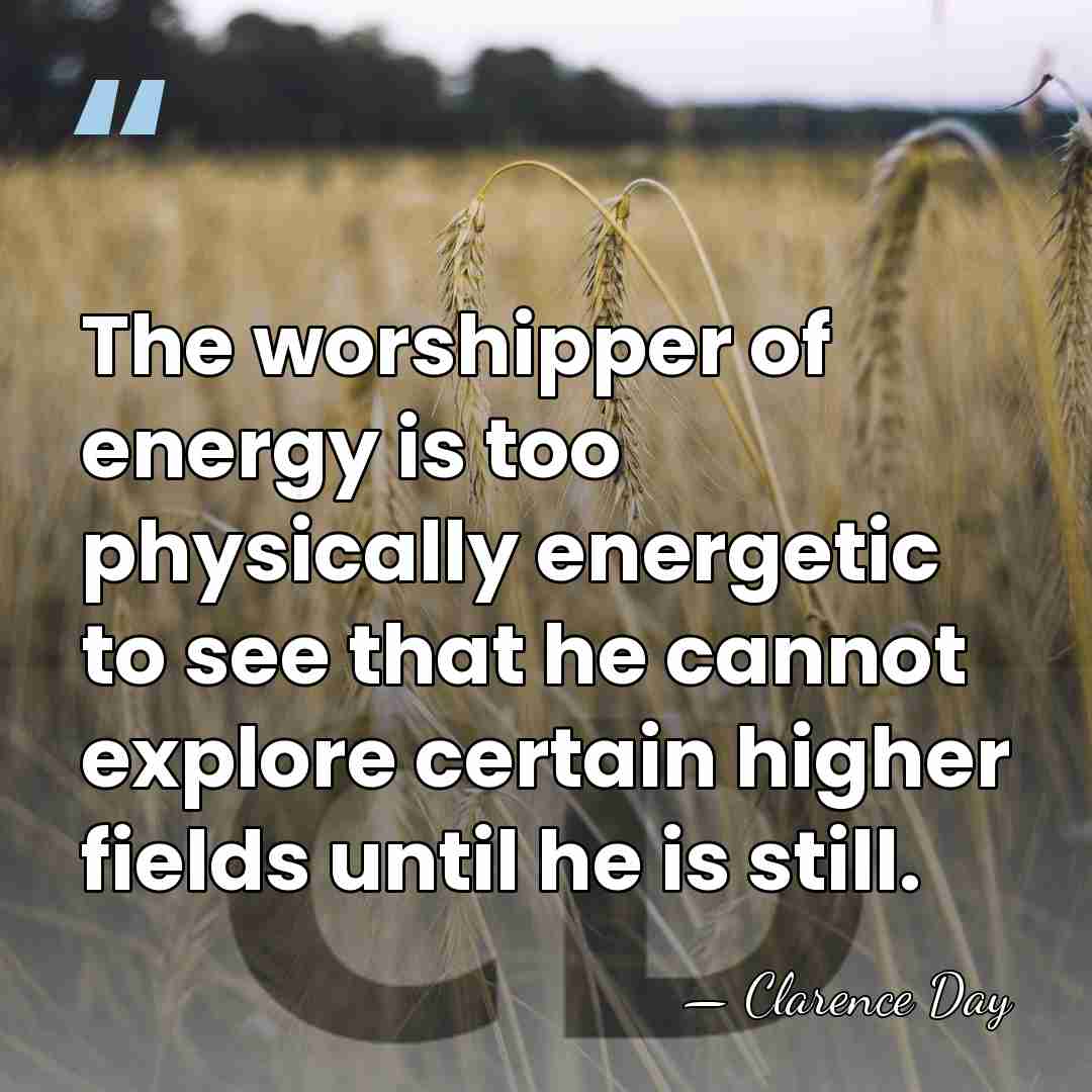 The worshipper of energy is too physically energetic to see that he&hellip; - Clarence Day
