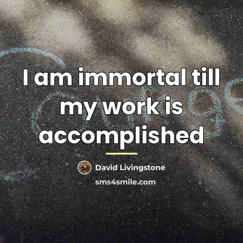 “I am immortal till my work is accomplished…” quote by David Livingstone