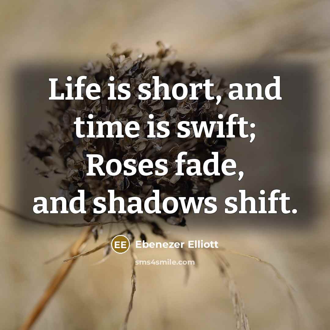 “Life is short, and time is swift; Roses fade, and…” quote by Ebenezer Elliott