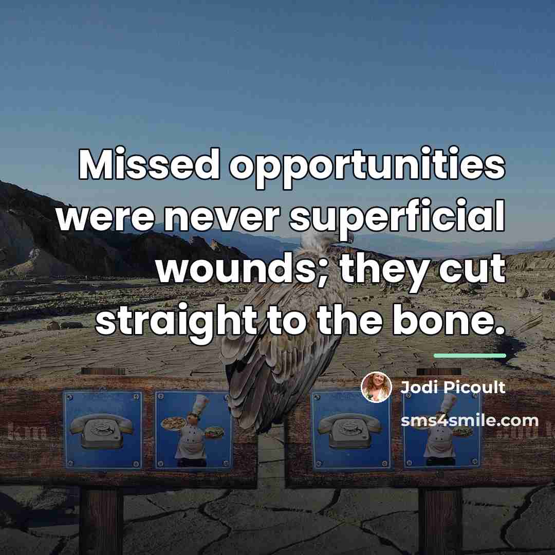 “Missed opportunities were never superficial wounds; they cut straight to…” quote by Jodi Picoult