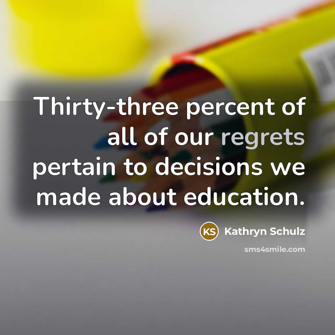 “Thirty-three percent of all of our regrets pertain to decisions…” quote by Kathryn Schulz
