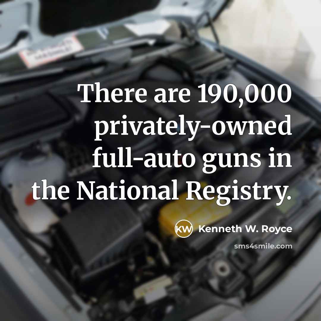 “There are 190,000 privately-owned full-auto guns in the National Registry.…” quote by Kenneth W. Royce