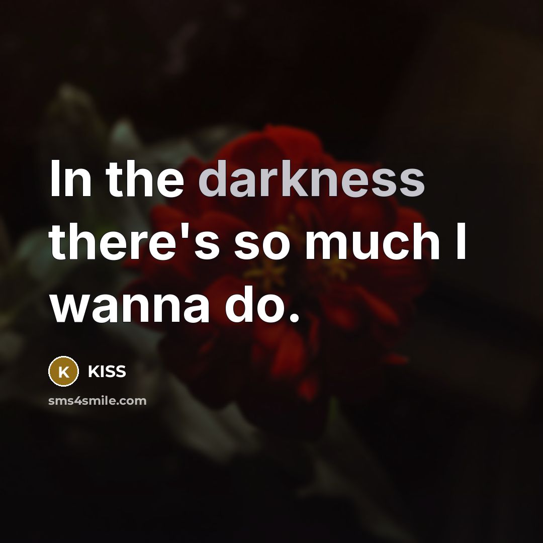 “In the darkness there's so much I wanna do.…” quote by Kiss