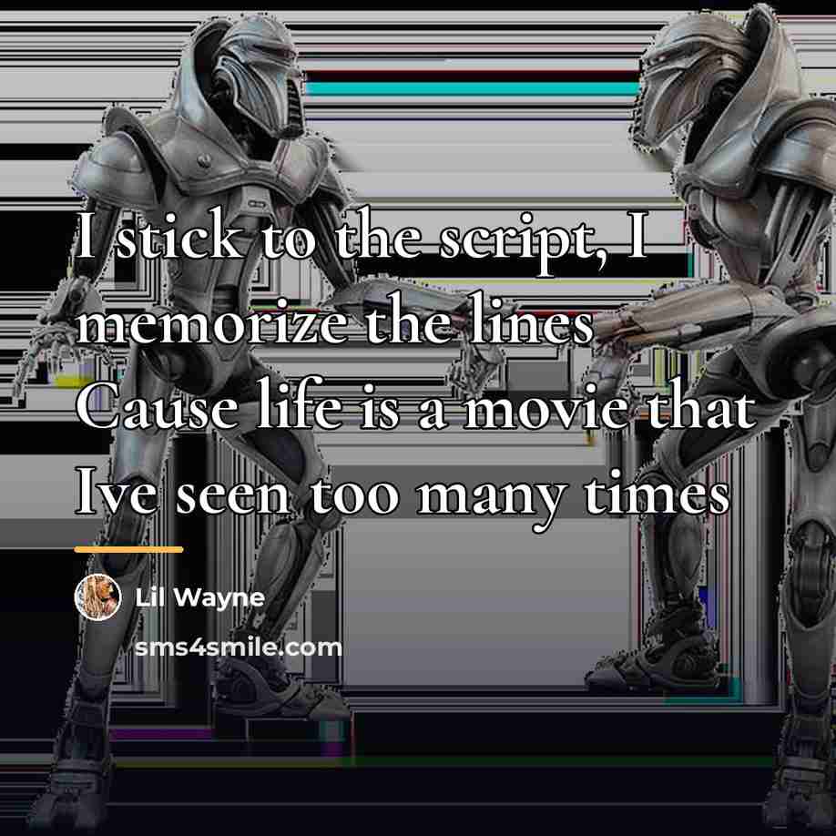 “I stick to the script, I memorize the lines Cause…” quote by Lil Wayne