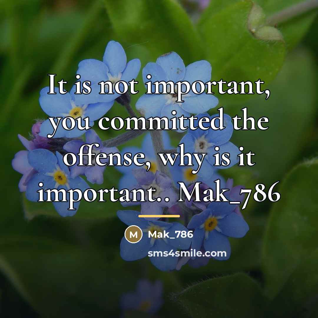 “It is not important, you committed the offense, why is…” quote by Mak_786
