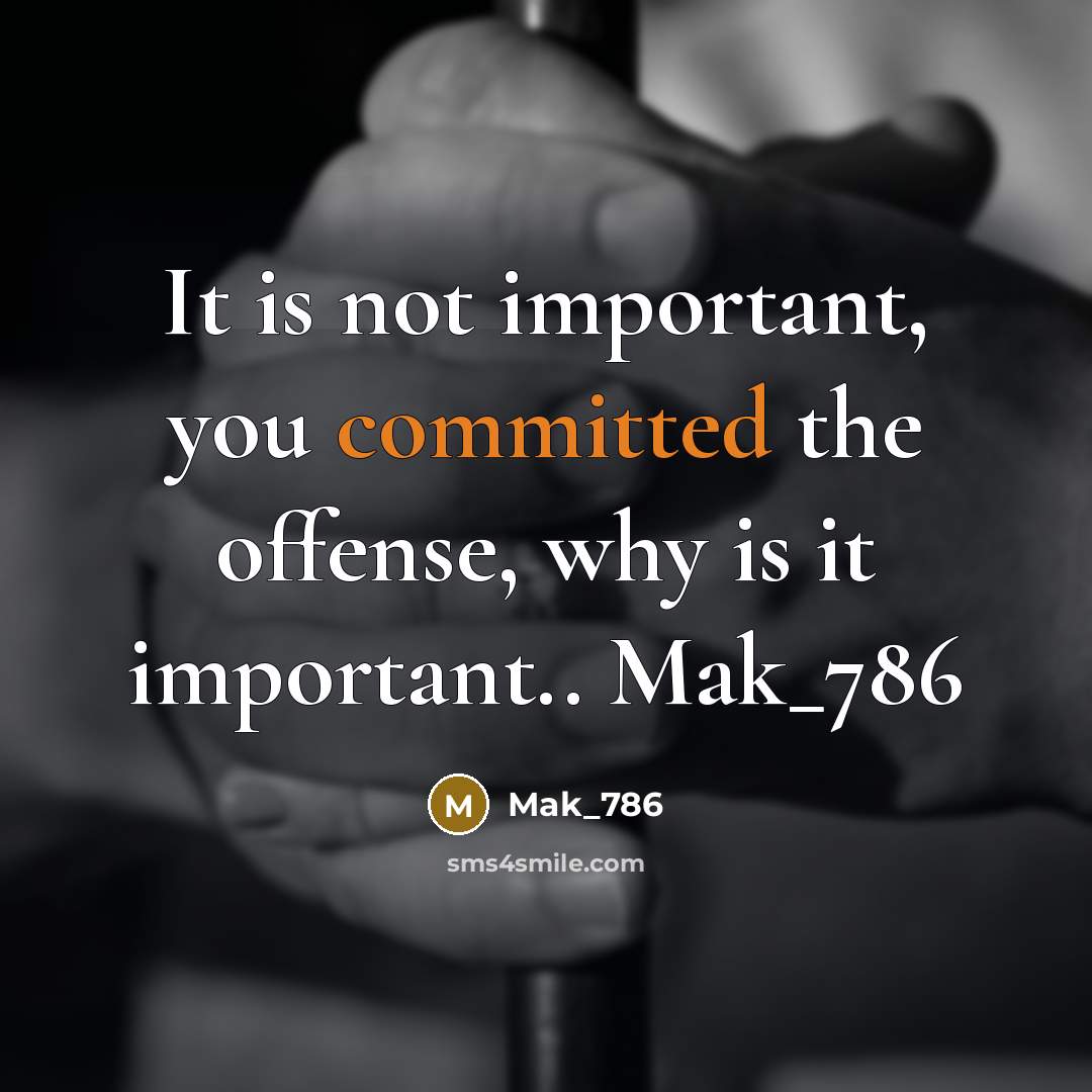 “It is not important, you committed the offense, why is it important.. Mak_786” quote by Mak_786