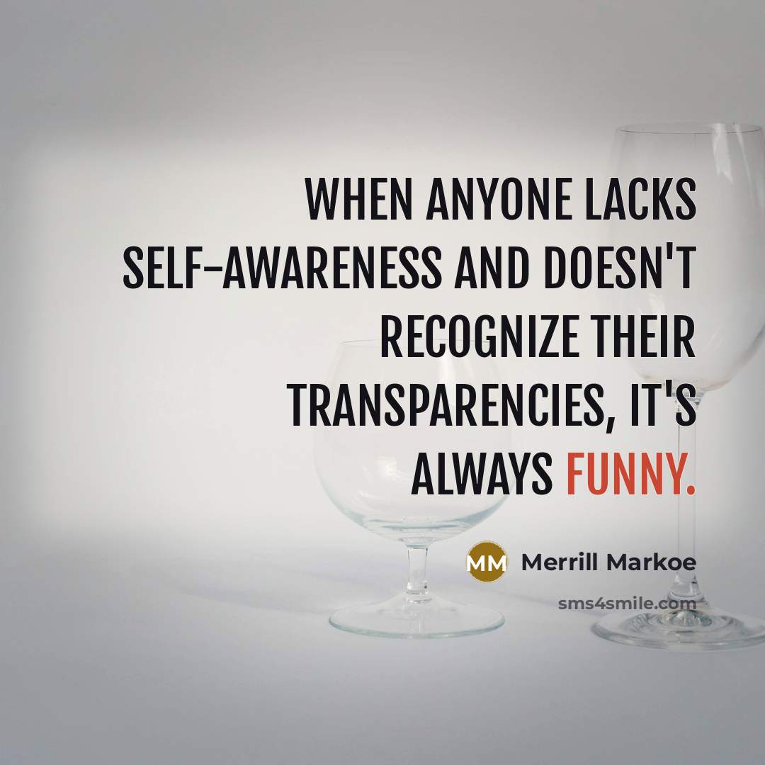 “When anyone lacks self-awareness and doesn't recognize their transparencies, it's…” quote by Merrill Markoe