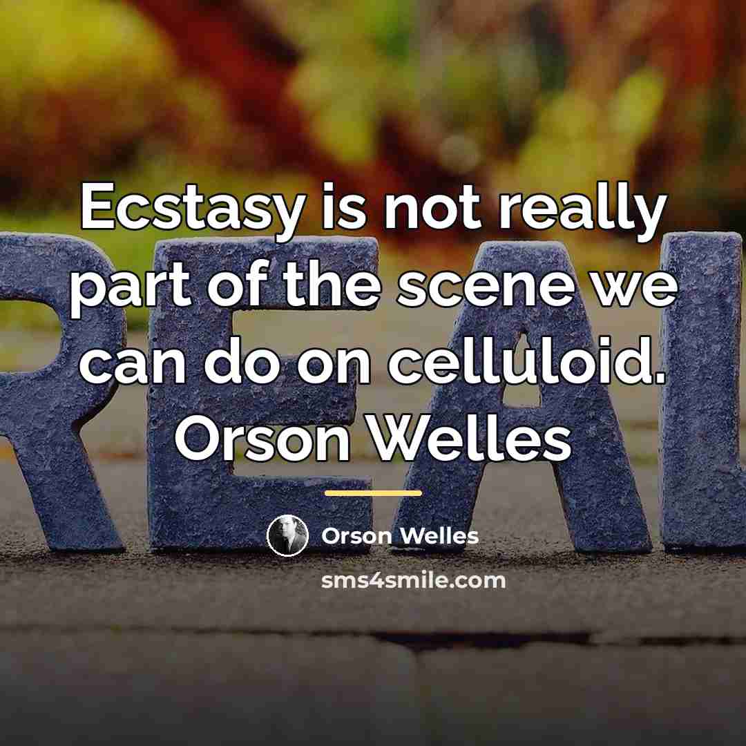 “Ecstasy is not really part of the scene we can…” quote by Orson Welles