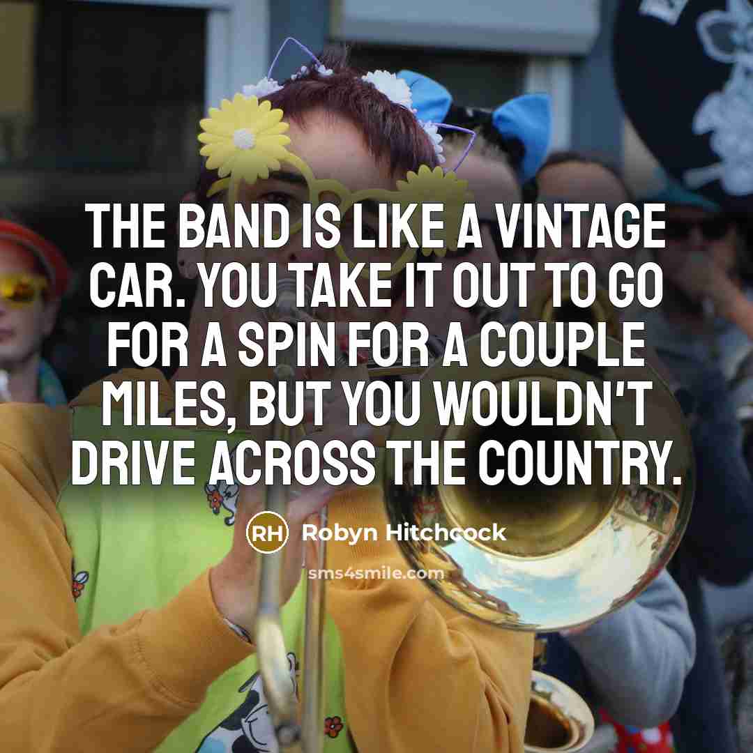 “The band is like a vintage car. You take it…” quote by Robyn Hitchcock