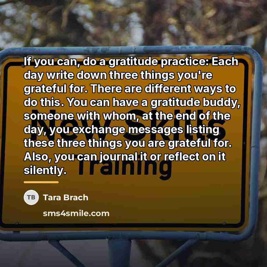 “If you can, do a gratitude practice: Each day write…” quote by Tara Brach