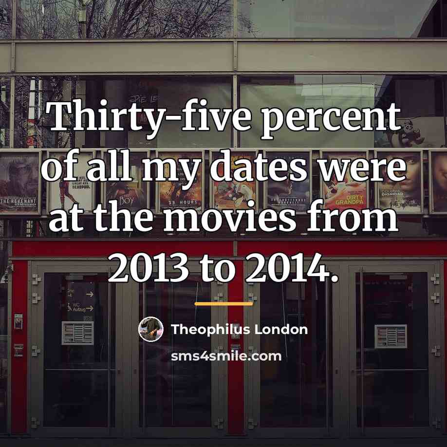 “Thirty-five percent of all my dates were at the movies…” quote by Theophilus London