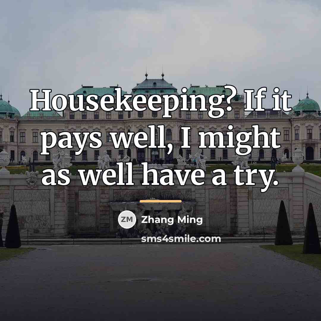 “Housekeeping? If it pays well, I might as well have…” quote by Zhang Ming