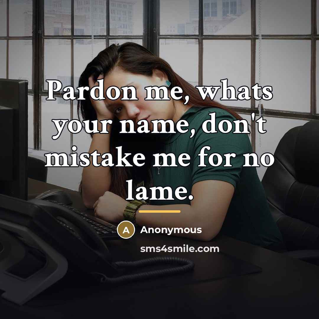 “Pardon me, whats your name, don't mistake me for no…” quote by Anonymous