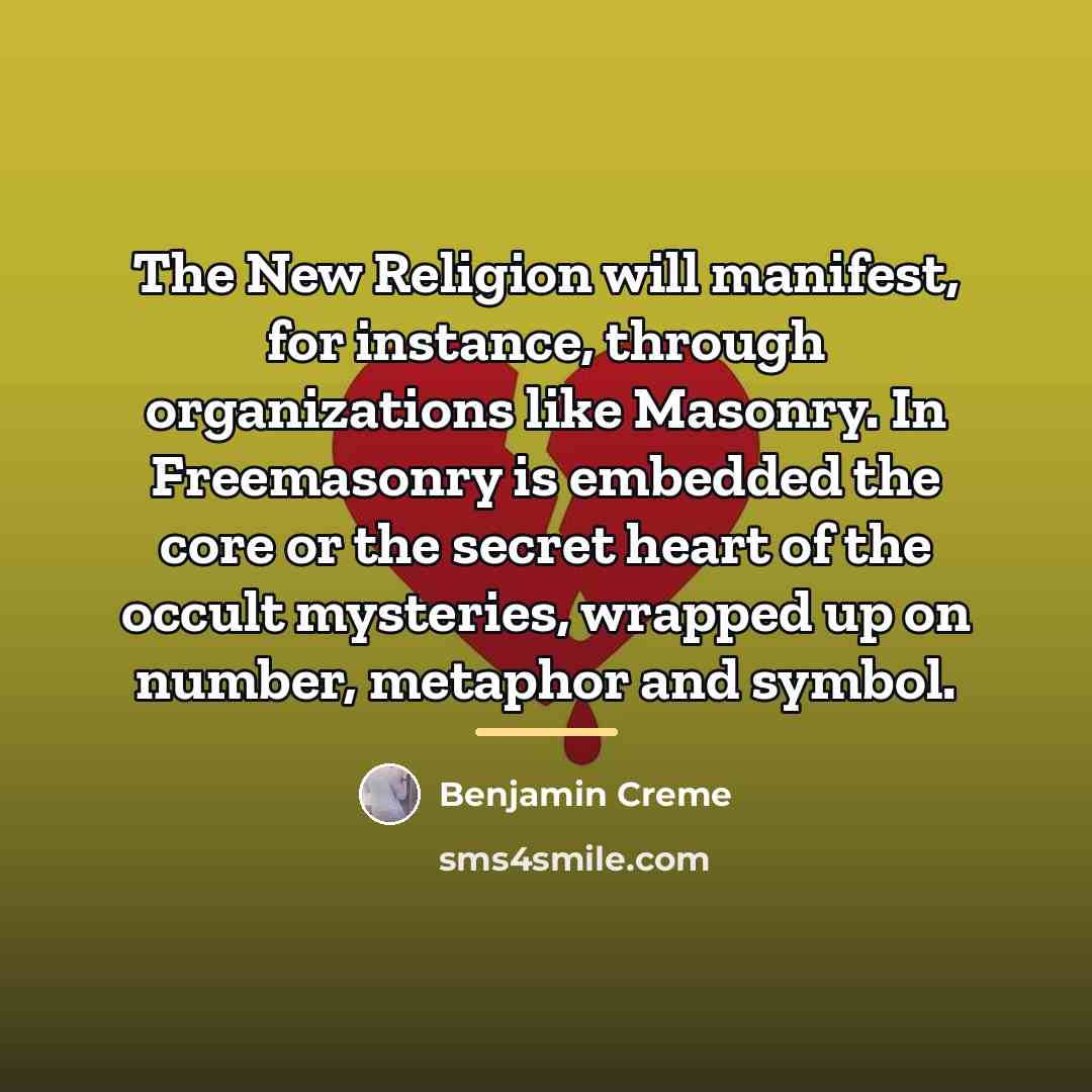 “The New Religion will manifest, for instance, through organizations like…” quote by Benjamin Creme
