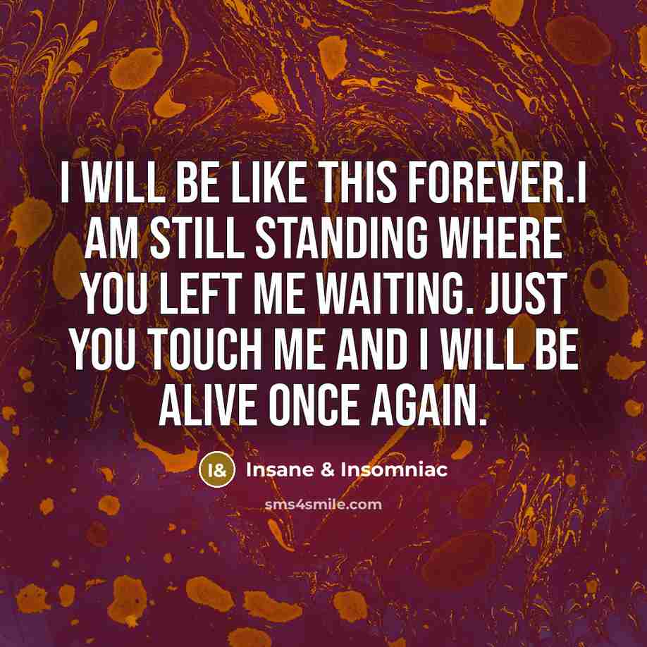 “I will be like this forever.I am still standing where…” quote by Insane & Insomniac