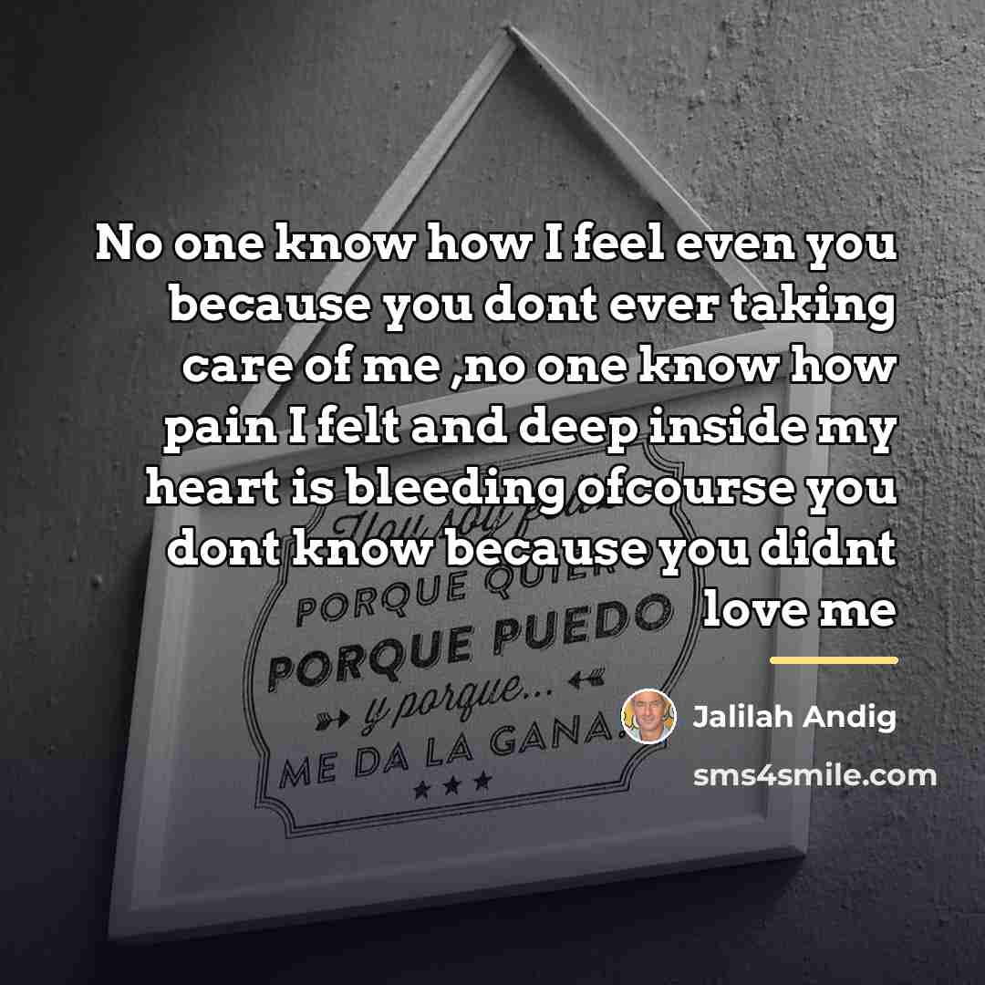 “No one know how I feel even you because you…” quote by Jalilah Andig