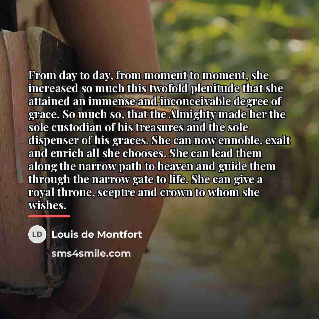 “From day to day, from moment to moment, she increased…” quote by Louis de Montfort
