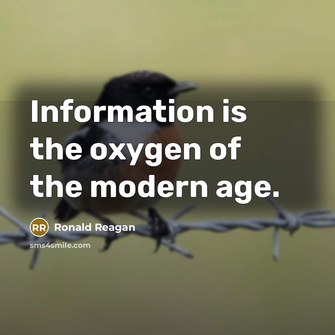 “Information is the oxygen of the modern age.…” quote by Ronald Reagan