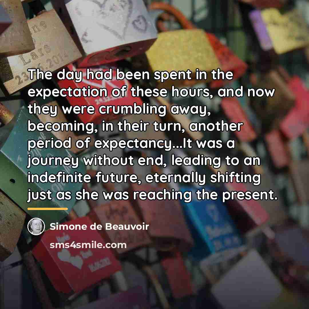 “The day had been spent in the expectation of these…” quote by Simone de Beauvoir