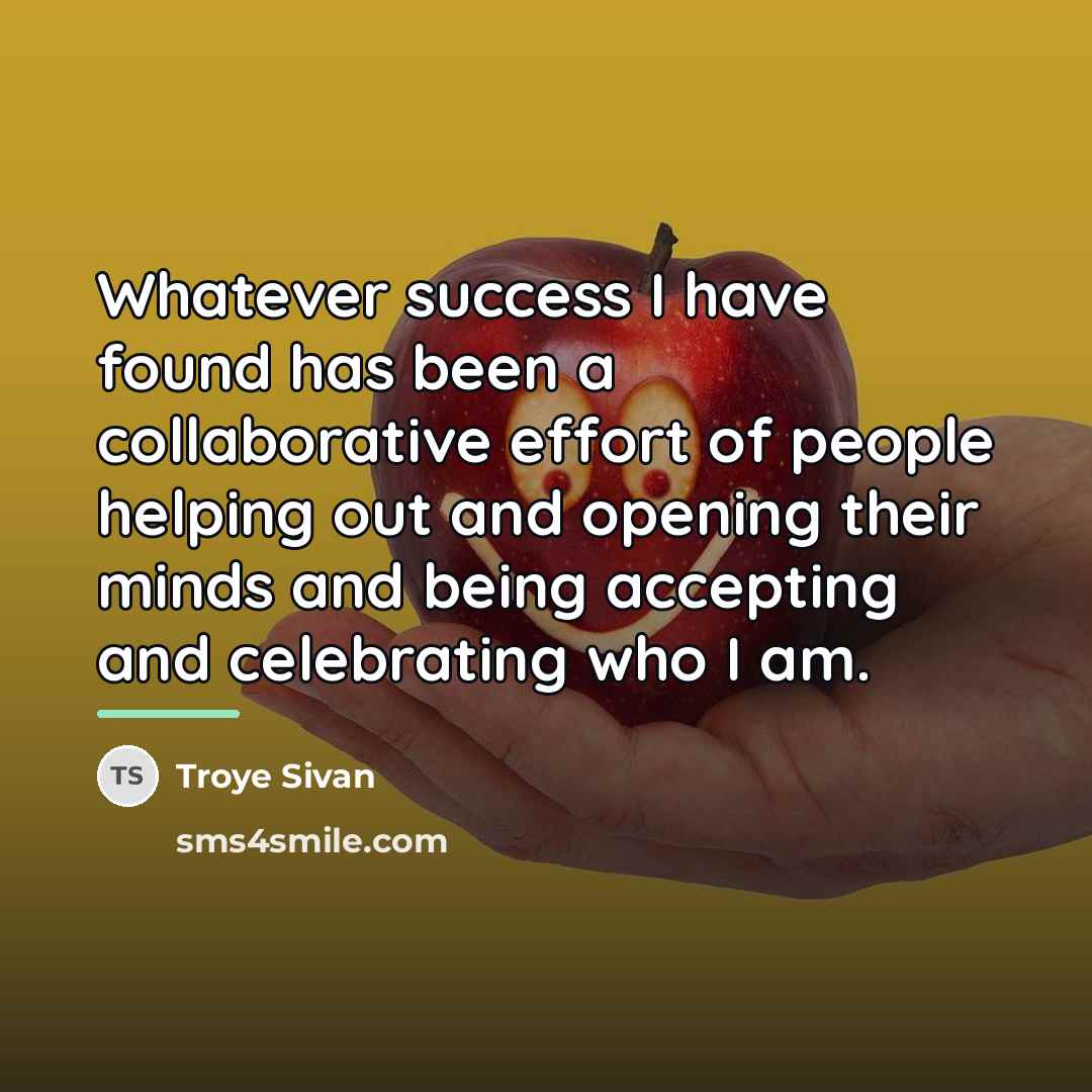 “Whatever success I have found has been a collaborative effort…” quote by Troye Sivan