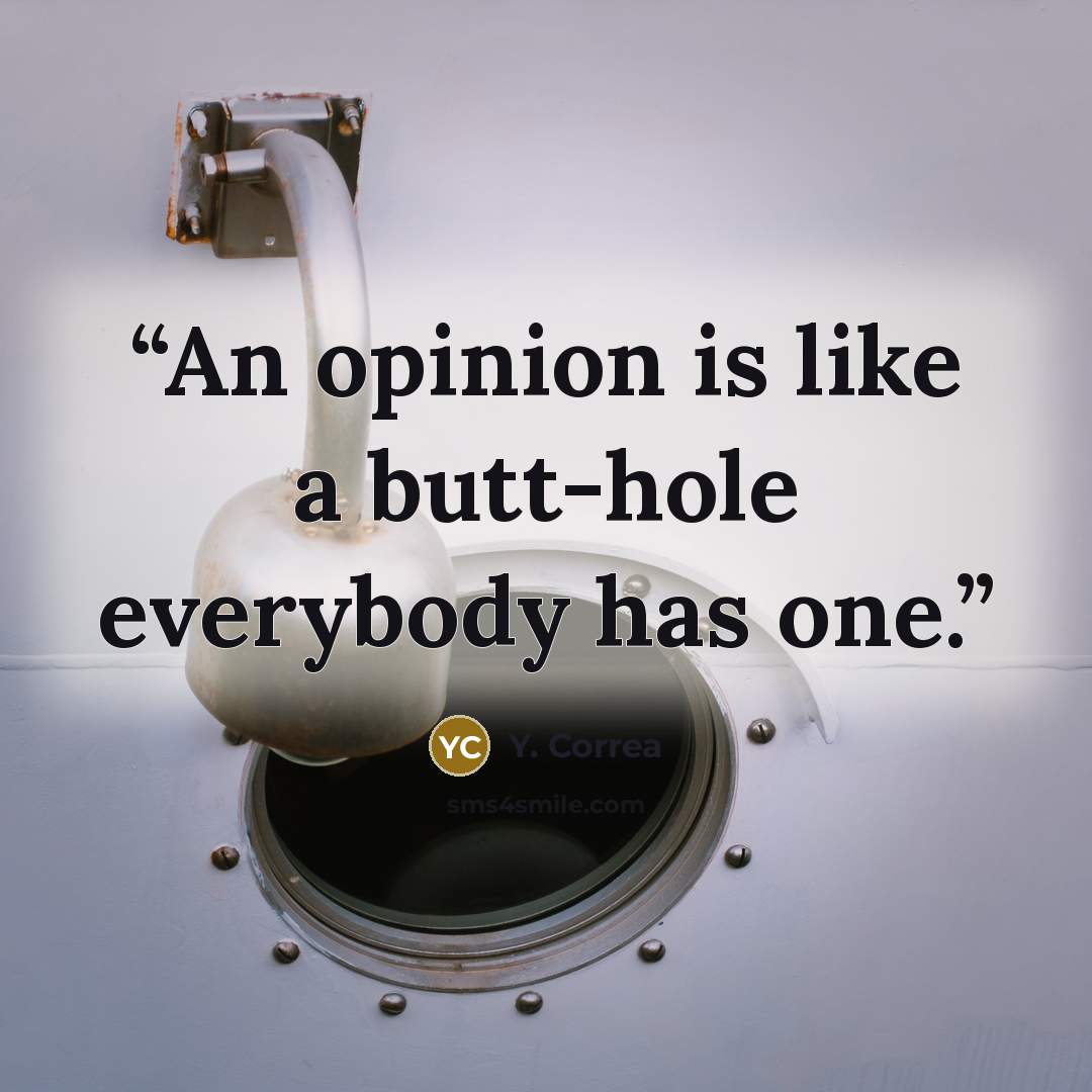 “An opinion is like a butt-hole everybody has one.” quote by Y. Correa