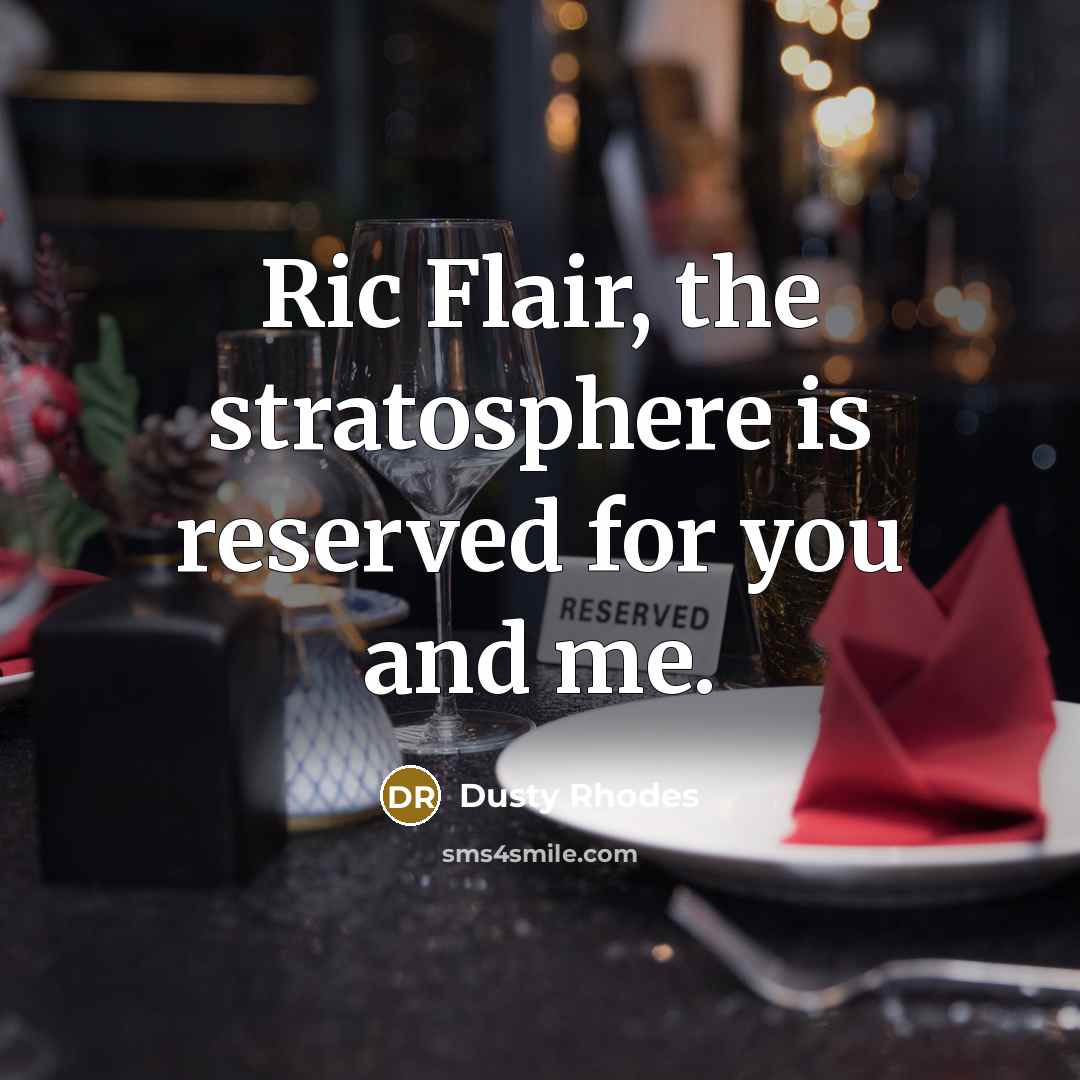 “Ric Flair, the stratosphere is reserved for you and me.…” quote by Dusty Rhodes