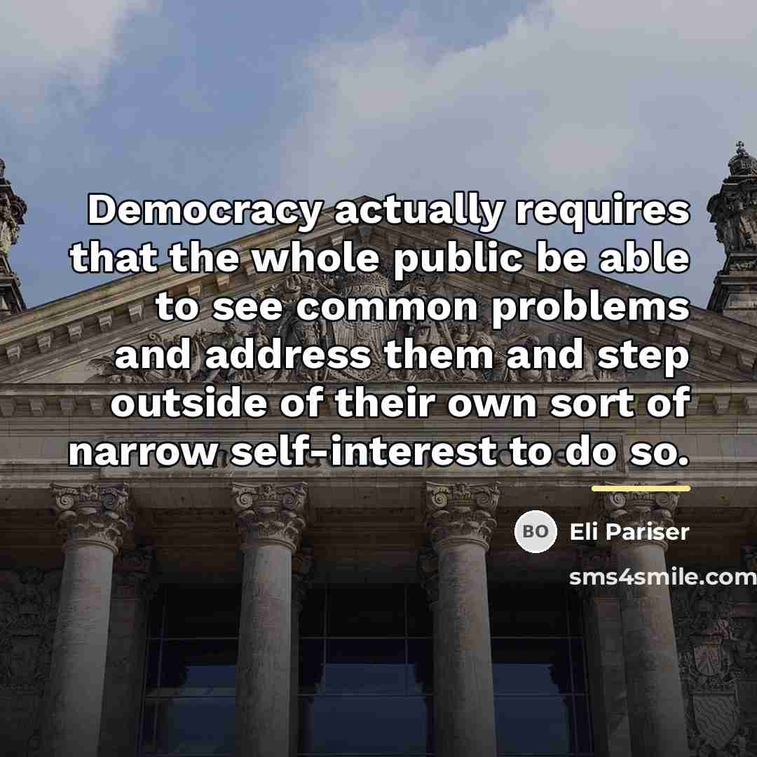 “Democracy actually requires that the whole public be able to…” quote by Eli Pariser