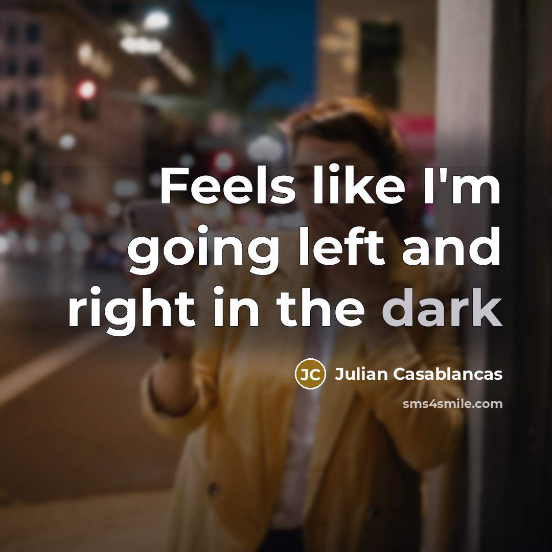 “Feels like I'm going left and right in the dark…” quote by Julian Casablancas