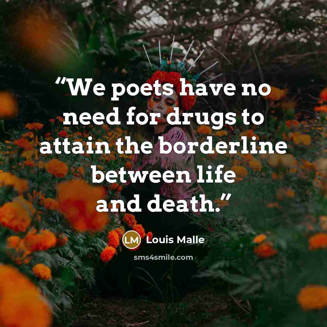 “We poets have no need for drugs to attain the borderline between life and death.” quote by Louis Malle