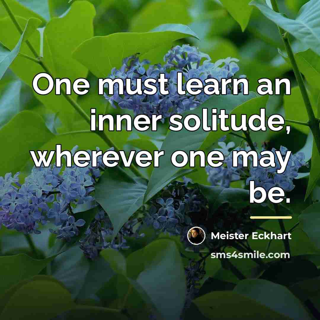 “One must learn an inner solitude, wherever one may be.…” quote by Meister Eckhart