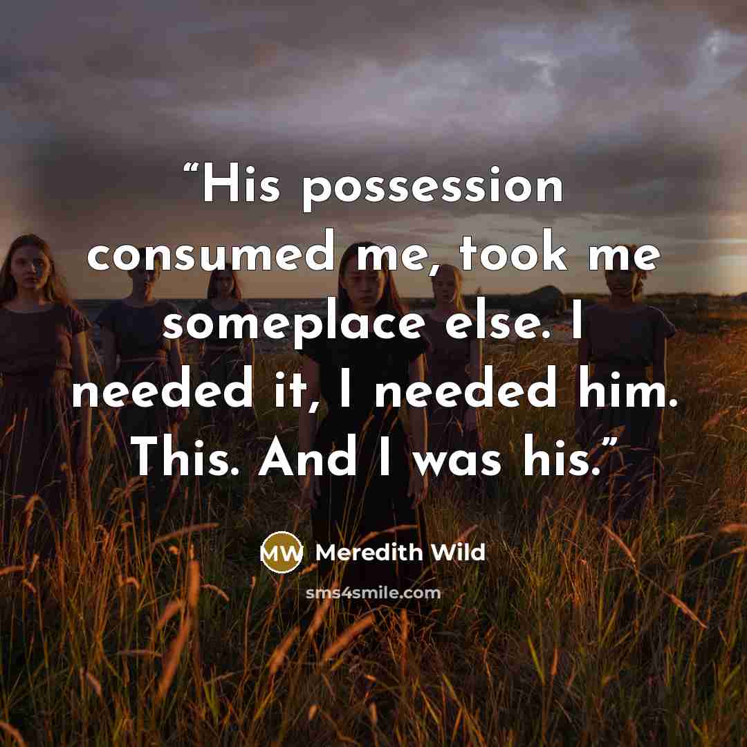 “His possession consumed me, took me someplace else. I needed it, I needed him. This. And I was his.” quote by Meredith Wild