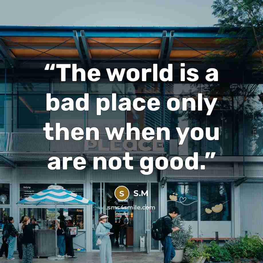“The world is a bad place only then when you are not good.” quote by S.M
