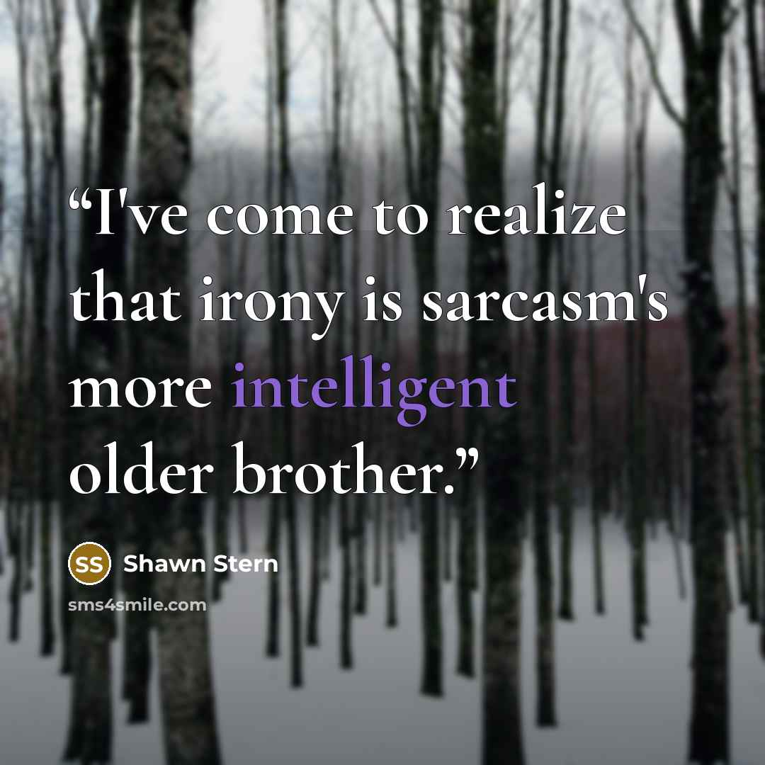 “I've come to realize that irony is sarcasm's more intelligent older brother.” quote by Shawn Stern