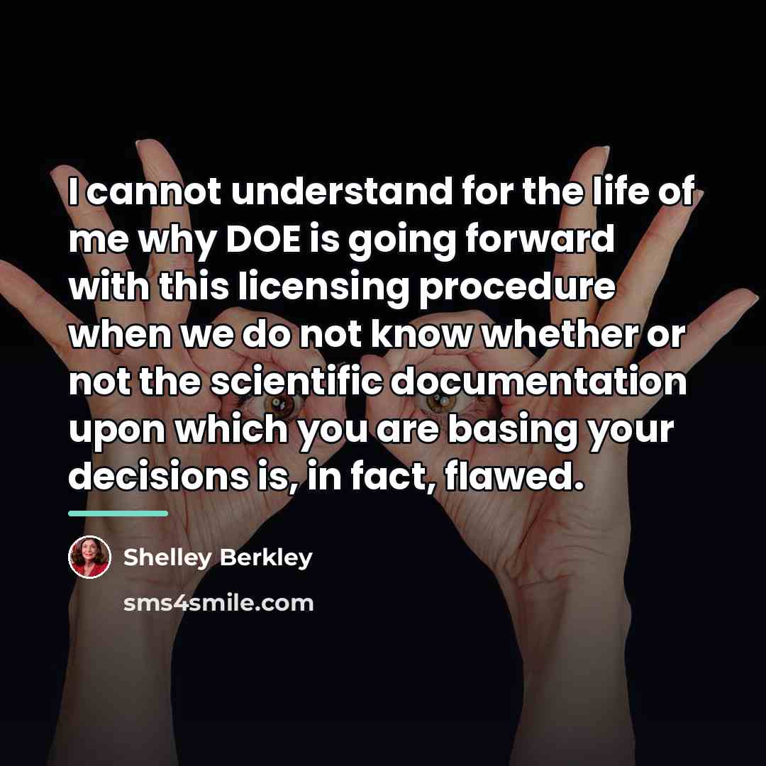 “I cannot understand for the life of me why DOE…” quote by Shelley Berkley