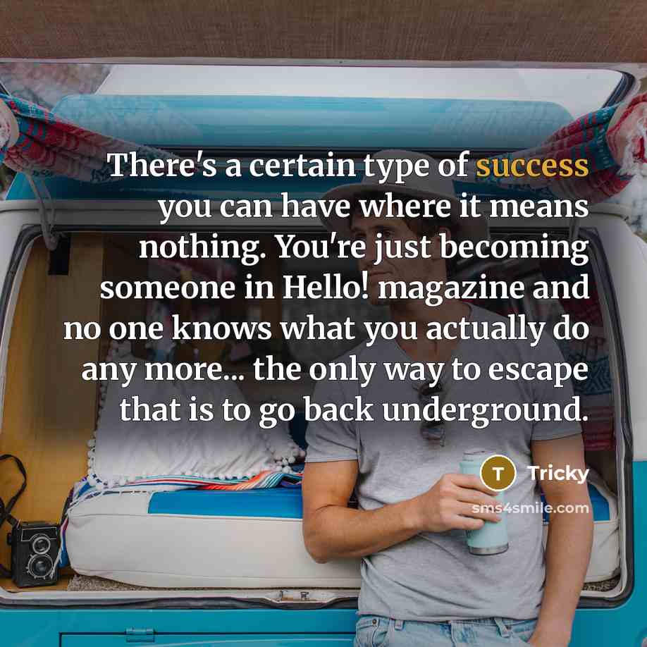 “There's a certain type of success you can have where…” quote by Tricky
