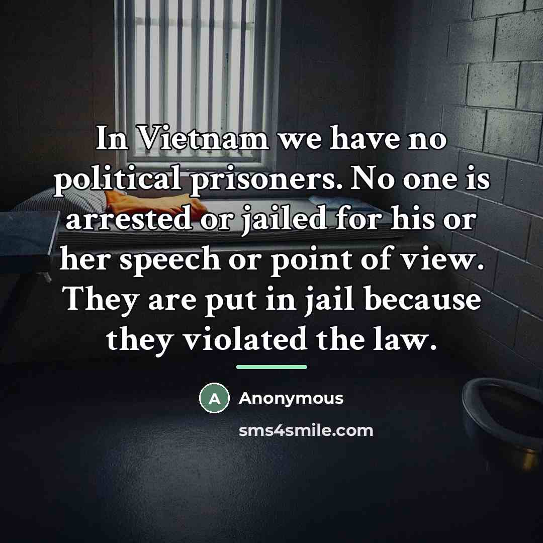 “In Vietnam we have no political prisoners. No one is…” quote by Anonymous