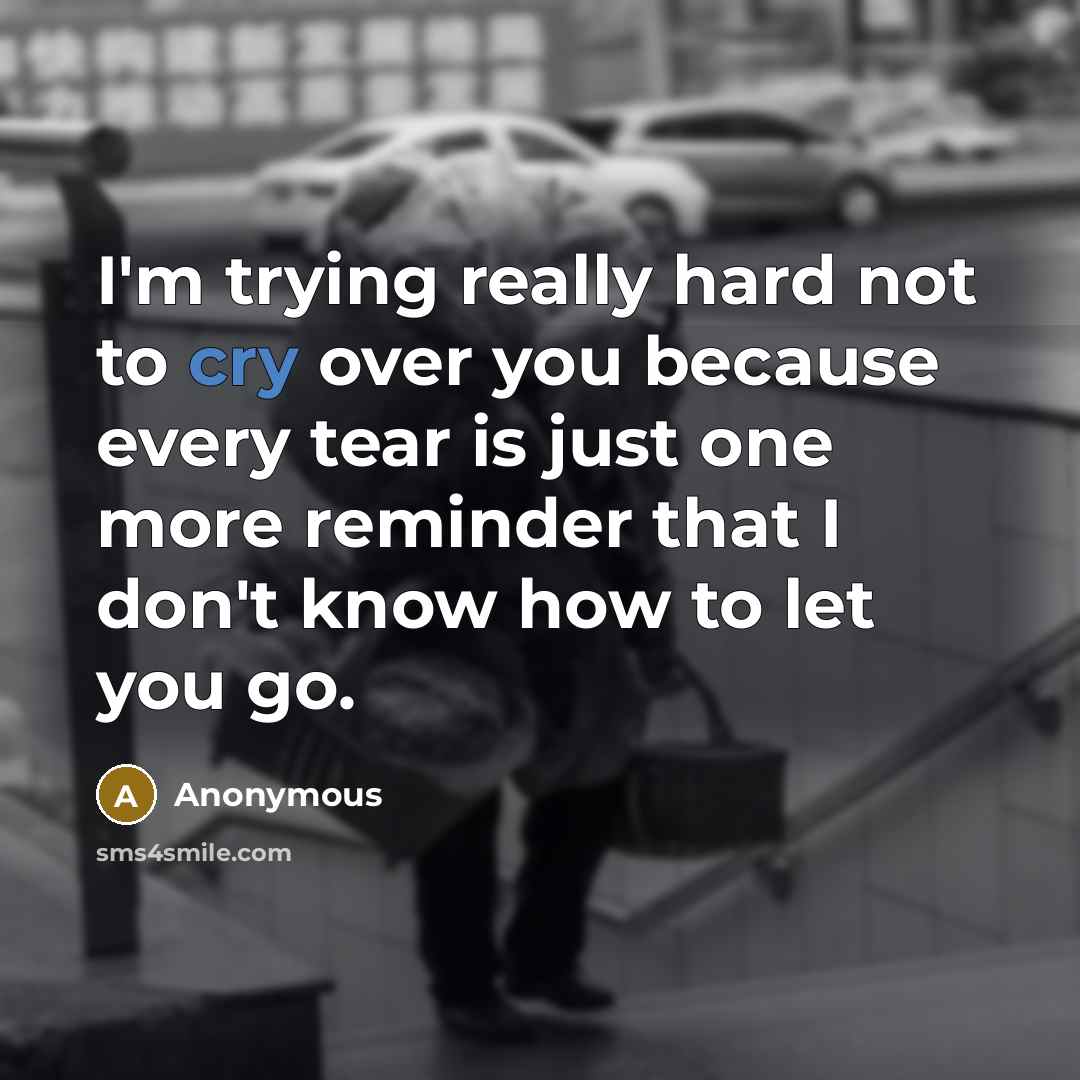 “I'm trying really hard not to cry over you because…” quote by Anonymous