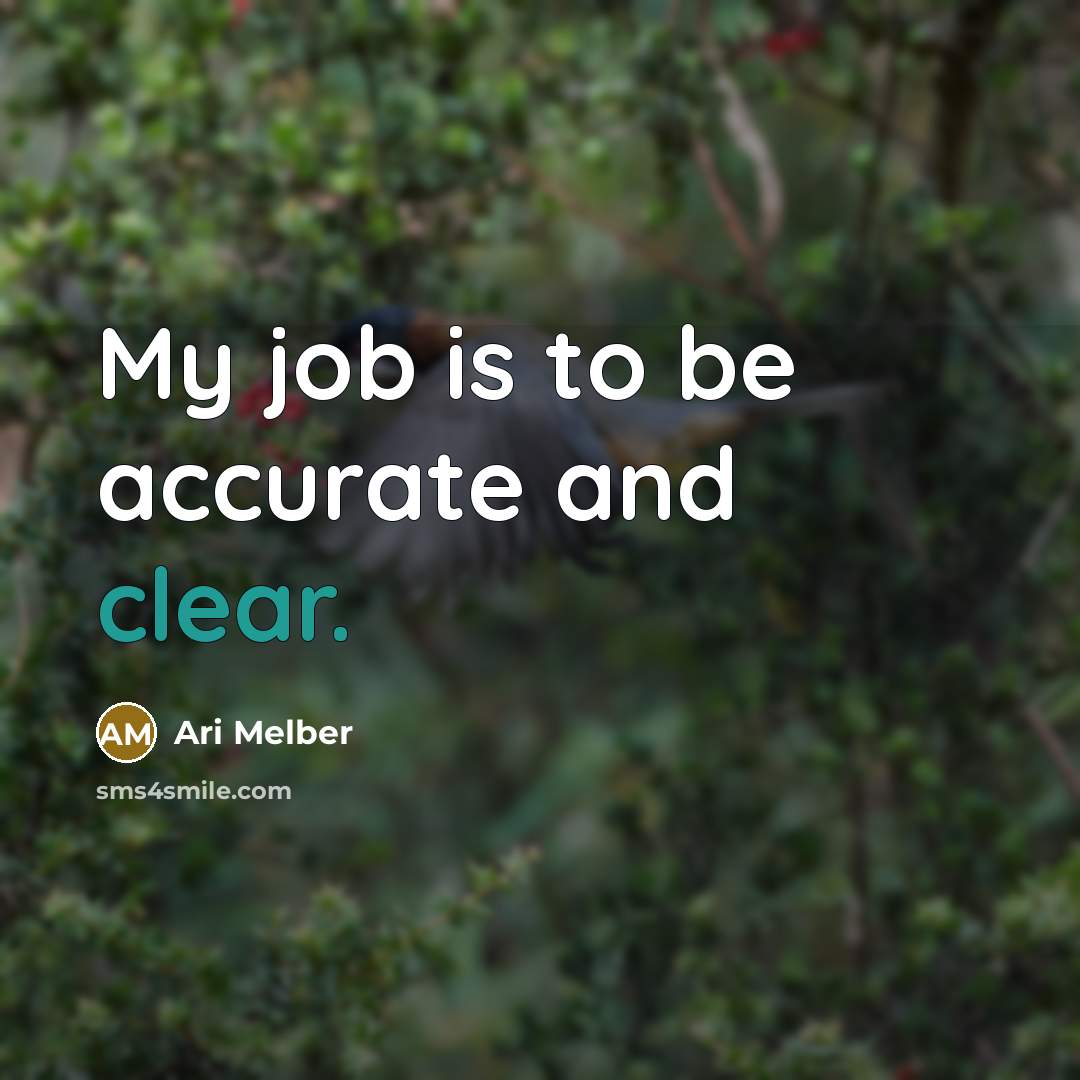 “My job is to be accurate and clear.…” quote by Ari Melber